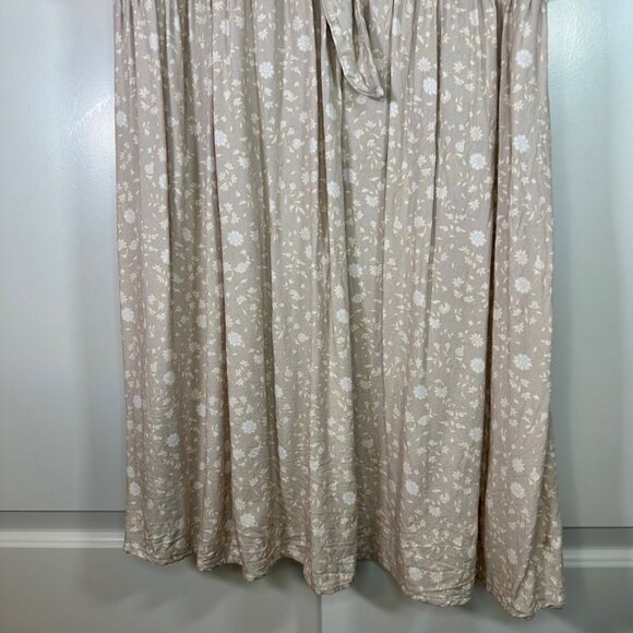 Cream Floral Puff-Sleeve Front Tie Mini Smock Dress XXL - Picture 4 of 11